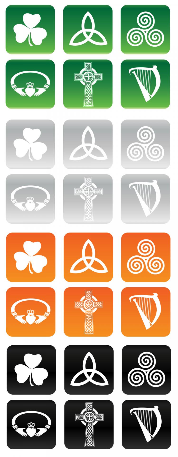 free vector Irish & Celtic Symbol Vector Set Backgrounds Buttons Patterns